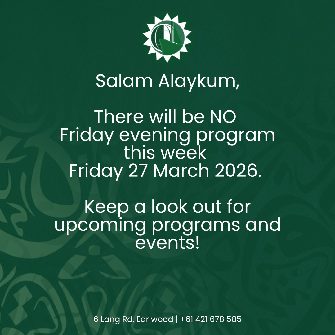 No Friday Program 27th March 2026